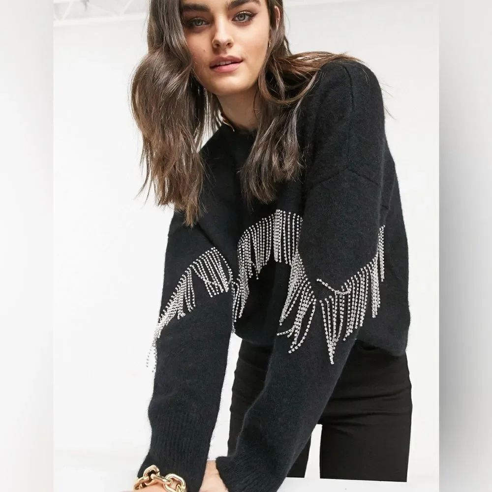 & Other Stories crystal fringe sweater